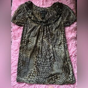 INC (Macy’s private label) sz S animal print tunic top with ruffled neck detail